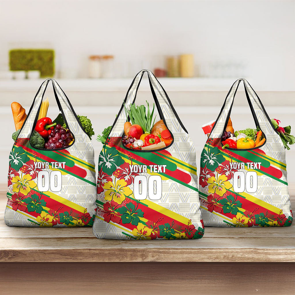 Personalized Ghana Football Grocery Bag Soccer Player Kick - Floral Hibiscus