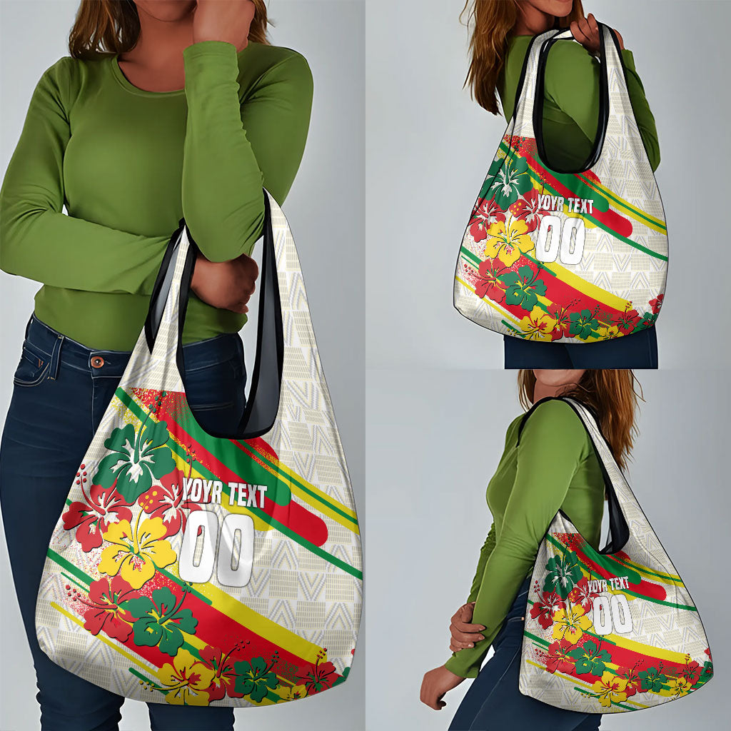 Personalized Ghana Football Grocery Bag Soccer Player Kick - Floral Hibiscus