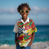 Personalized Ghana Football Kid Hawaiian Shirt Soccer Player Kick - Floral Hibiscus