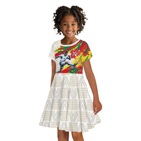 Personalized Ghana Football Kid Short Sleeve Dress Soccer Player Kick - Floral Hibiscus