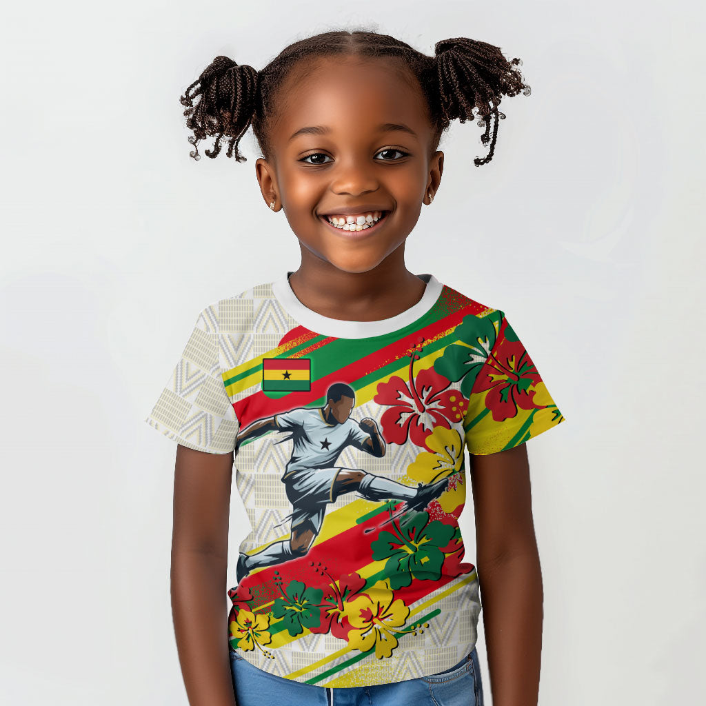 Personalized Ghana Football Kid T shirt Soccer Player Kick - Floral Hibiscus