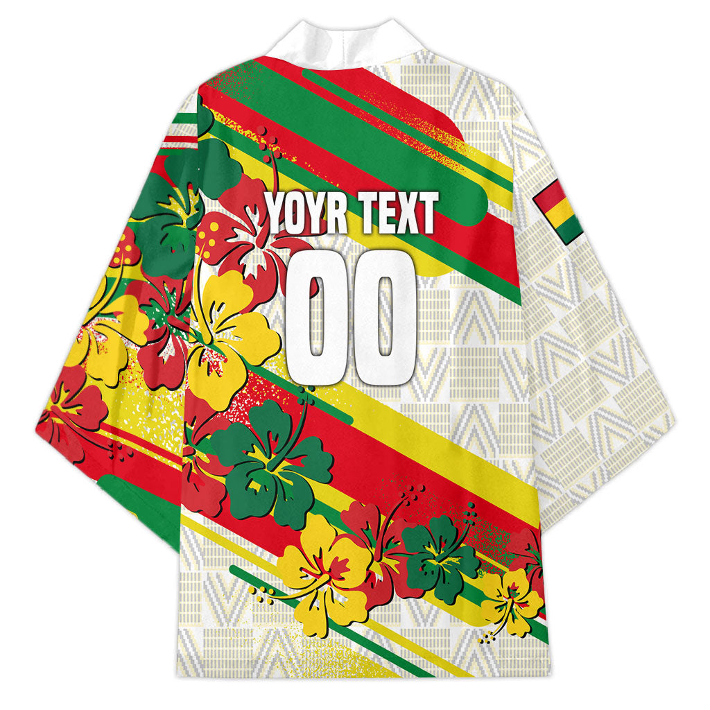 Personalized Ghana Football Kimono Soccer Player Kick - Floral Hibiscus