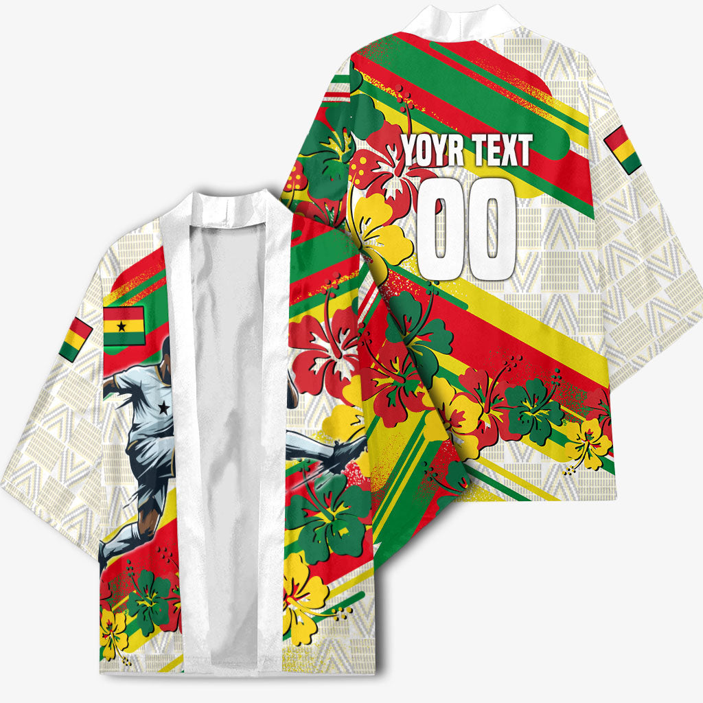 Personalized Ghana Football Kimono Soccer Player Kick - Floral Hibiscus