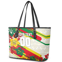 Personalized Ghana Football Leather Tote Bag Soccer Player Kick - Floral Hibiscus