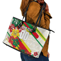 Personalized Ghana Football Leather Tote Bag Soccer Player Kick - Floral Hibiscus