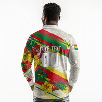 Personalized Ghana Football Long Sleeve Polo Shirt Soccer Player Kick - Floral Hibiscus
