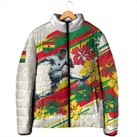 Personalized Ghana Football Padded Jacket Soccer Player Kick - Floral Hibiscus
