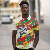 Personalized Ghana Football Polo Shirt Soccer Player Kick - Floral Hibiscus