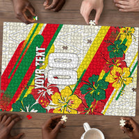 Personalized Ghana Football Puzzle Soccer Player Kick - Floral Hibiscus