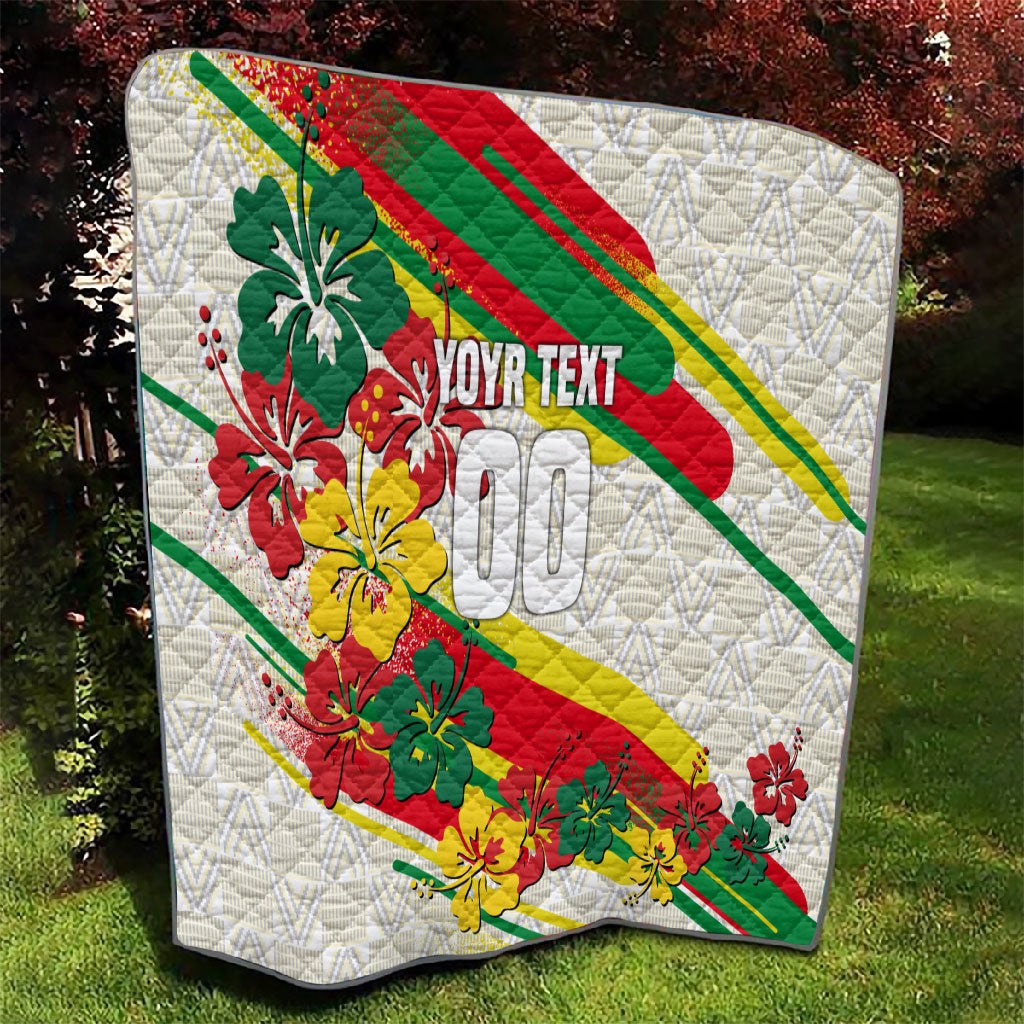 Personalized Ghana Football Quilt Soccer Player Kick - Floral Hibiscus