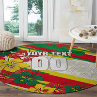Personalized Ghana Football Round Carpet Soccer Player Kick - Floral Hibiscus