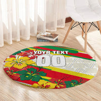 Personalized Ghana Football Round Carpet Soccer Player Kick - Floral Hibiscus