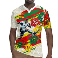 Personalized Ghana Football Rugby Jersey Soccer Player Kick - Floral Hibiscus