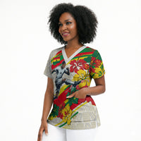 Personalized Ghana Football Scrub Top Soccer Player Kick - Floral Hibiscus