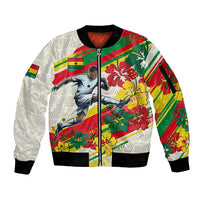 Personalized Ghana Football Sleeve Zip Bomber Jacket Soccer Player Kick - Floral Hibiscus