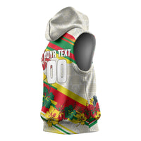 Personalized Ghana Football Sleeveless Hoodie Soccer Player Kick - Floral Hibiscus