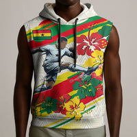 Personalized Ghana Football Sleeveless Hoodie Soccer Player Kick - Floral Hibiscus