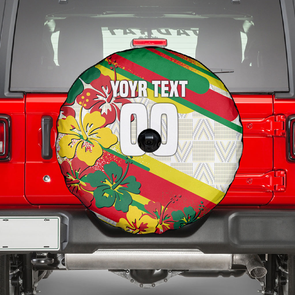 Personalized Ghana Football Spare Tire Cover Soccer Player Kick - Floral Hibiscus