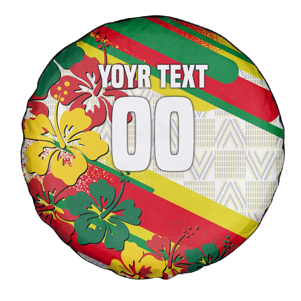 Personalized Ghana Football Spare Tire Cover Soccer Player Kick - Floral Hibiscus
