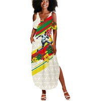 Personalized Ghana Football Summer Maxi Dress Soccer Player Kick - Floral Hibiscus