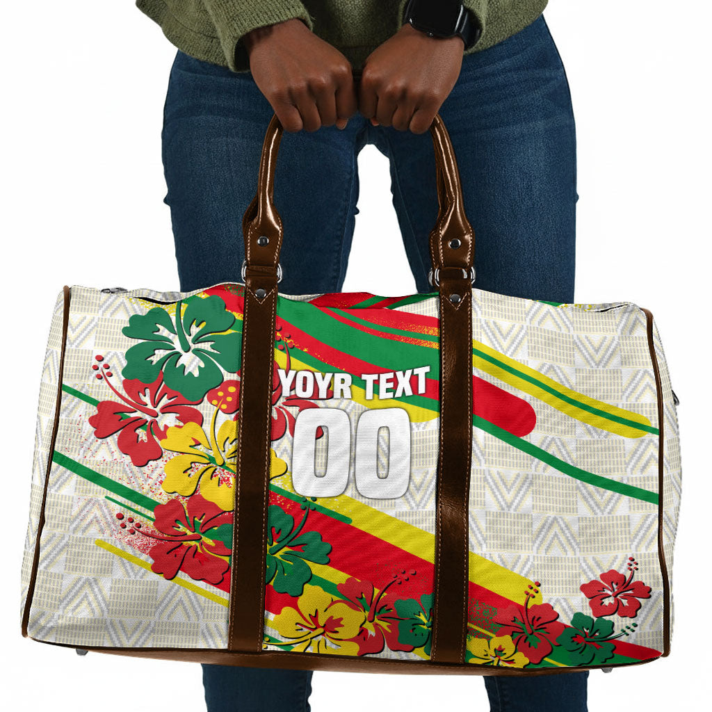 Personalized Ghana Football Travel Bag Soccer Player Kick - Floral Hibiscus