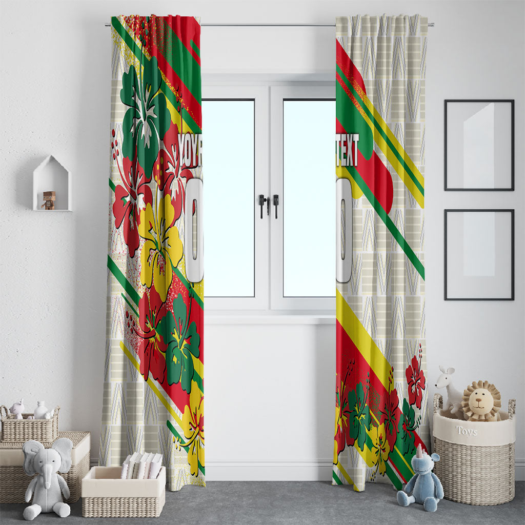 Personalized Ghana Football Window Curtain Soccer Player Kick - Floral Hibiscus