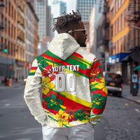Personalized Ghana Football Zip Hoodie Soccer Player Kick - Floral Hibiscus