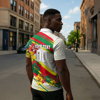 Personalized Ghana Football Zipper Polo Shirt Soccer Player Kick - Floral Hibiscus