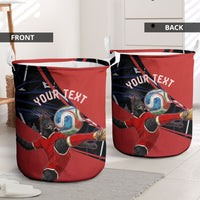 Personalized Panama Football Laundry Basket Los Canaleros Harpy Eagle Mascot - National Flag Colors