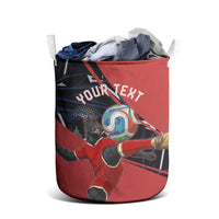 Personalized Panama Football Laundry Basket Los Canaleros Harpy Eagle Mascot - National Flag Colors