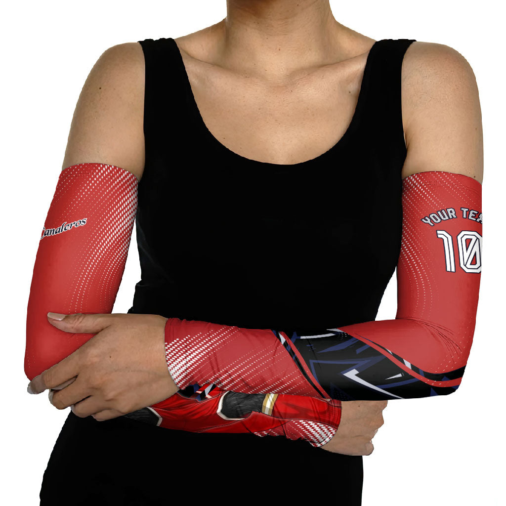 Personalized Panama Football Arm Sleeves Los Canaleros Harpy Eagle Mascot - National Flag Colors