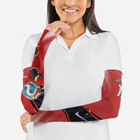 Personalized Panama Football Arm Sleeves Los Canaleros Harpy Eagle Mascot - National Flag Colors