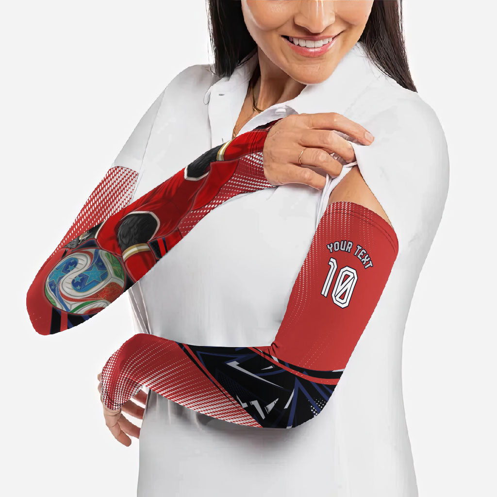 Personalized Panama Football Arm Sleeves Los Canaleros Harpy Eagle Mascot - National Flag Colors