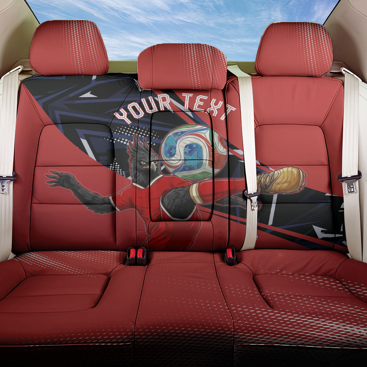Personalized Panama Football Back Car Seat Cover Los Canaleros Harpy Eagle Mascot - National Flag Colors