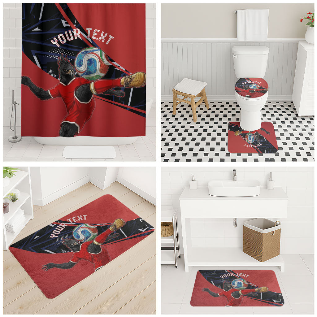 Personalized Panama Football Bathroom Set Los Canaleros Harpy Eagle Mascot - National Flag Colors