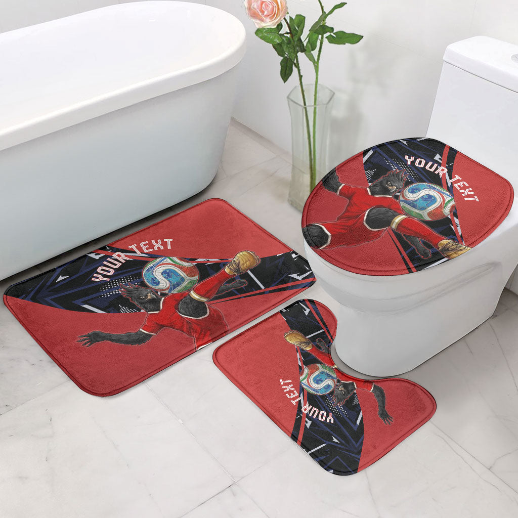 Personalized Panama Football Bathroom Set Los Canaleros Harpy Eagle Mascot - National Flag Colors
