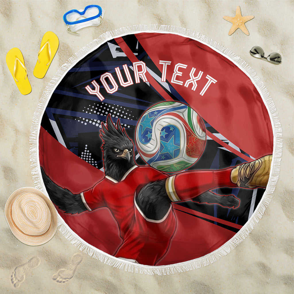 Personalized Panama Football Beach Blanket Los Canaleros Harpy Eagle Mascot - National Flag Colors