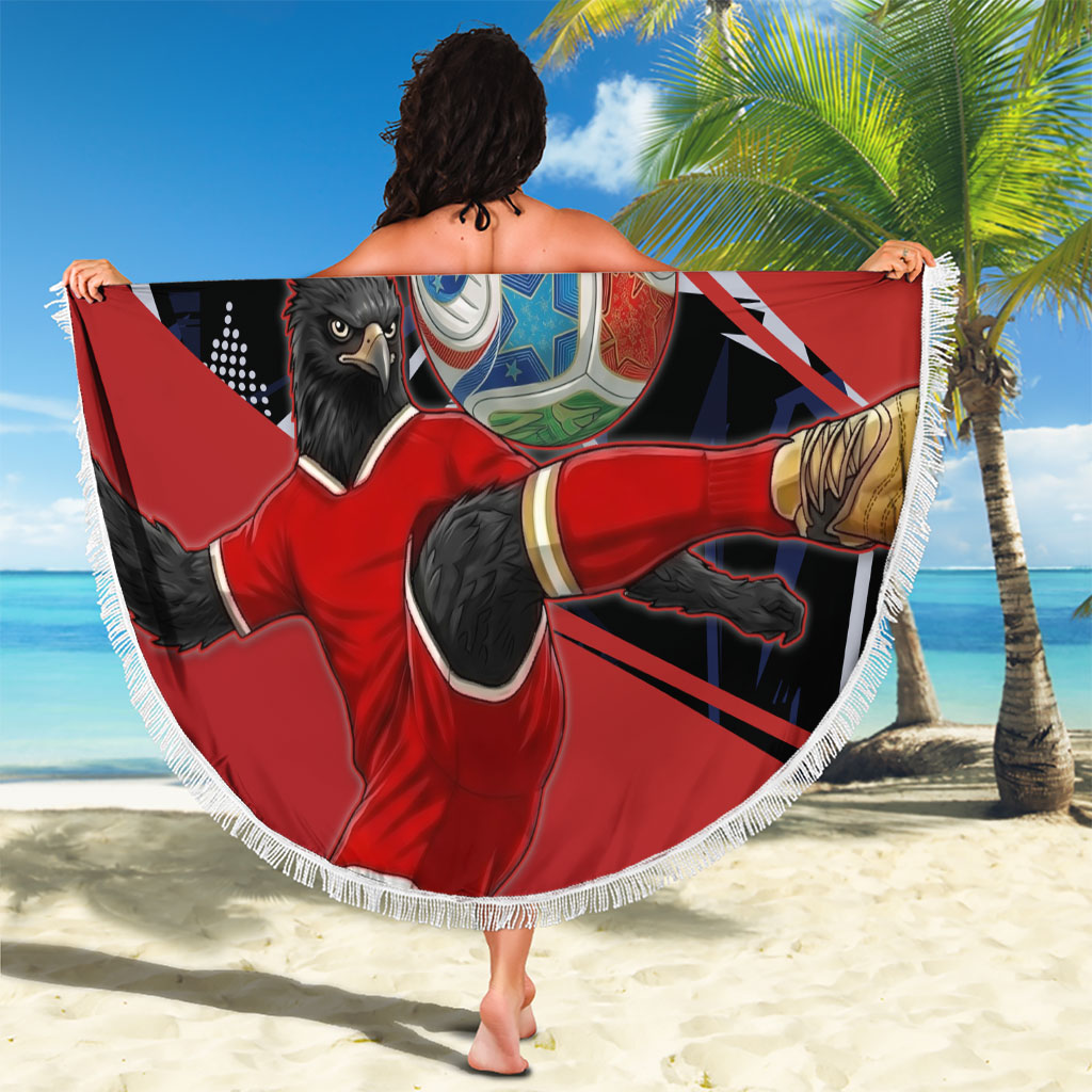 Personalized Panama Football Beach Blanket Los Canaleros Harpy Eagle Mascot - National Flag Colors