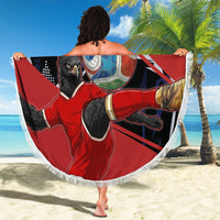 Personalized Panama Football Beach Blanket Los Canaleros Harpy Eagle Mascot - National Flag Colors