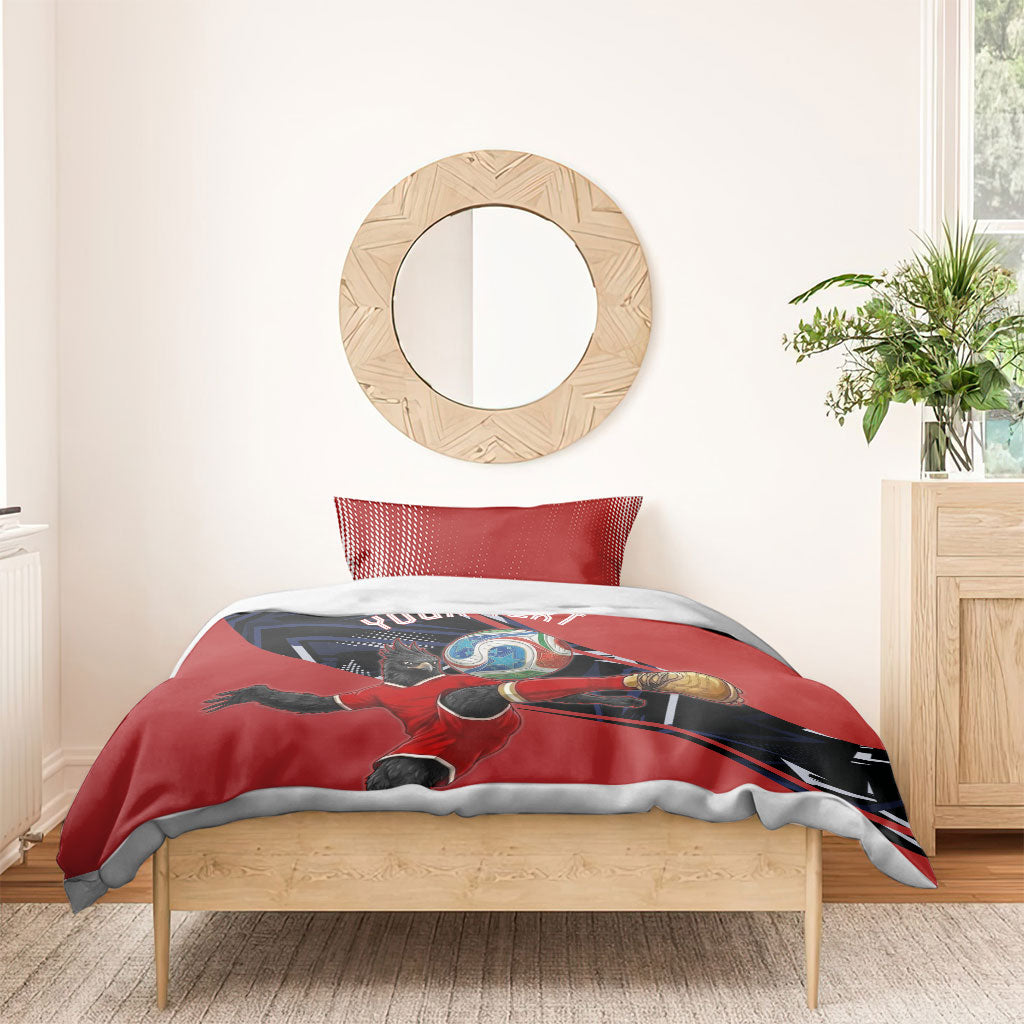 Personalized Panama Football Bedding Set Los Canaleros Harpy Eagle Mascot - National Flag Colors