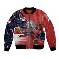 Personalized Panama Football Bomber Jacket Los Canaleros Harpy Eagle Mascot - National Flag Colors