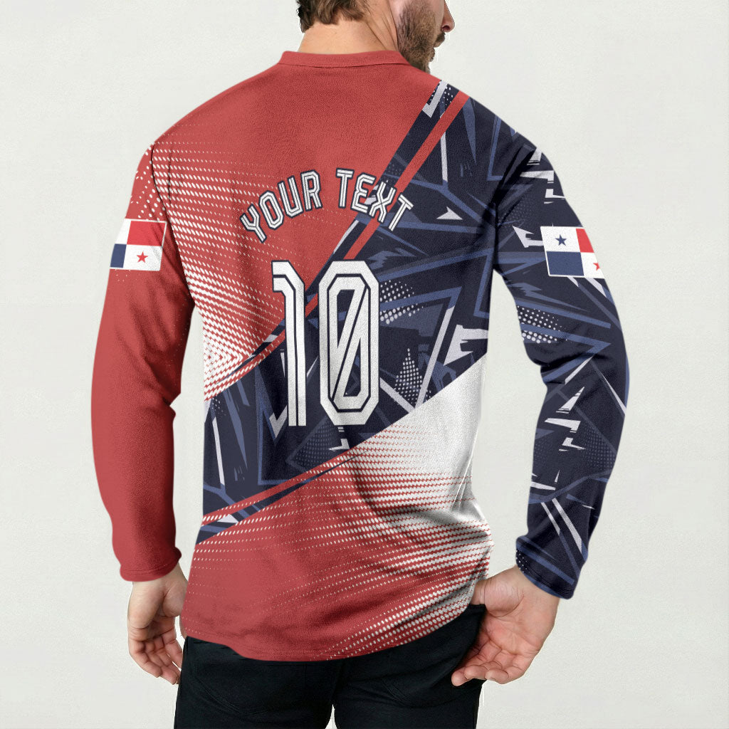 Personalized Panama Football Button Sweatshirt Los Canaleros Harpy Eagle Mascot - National Flag Colors