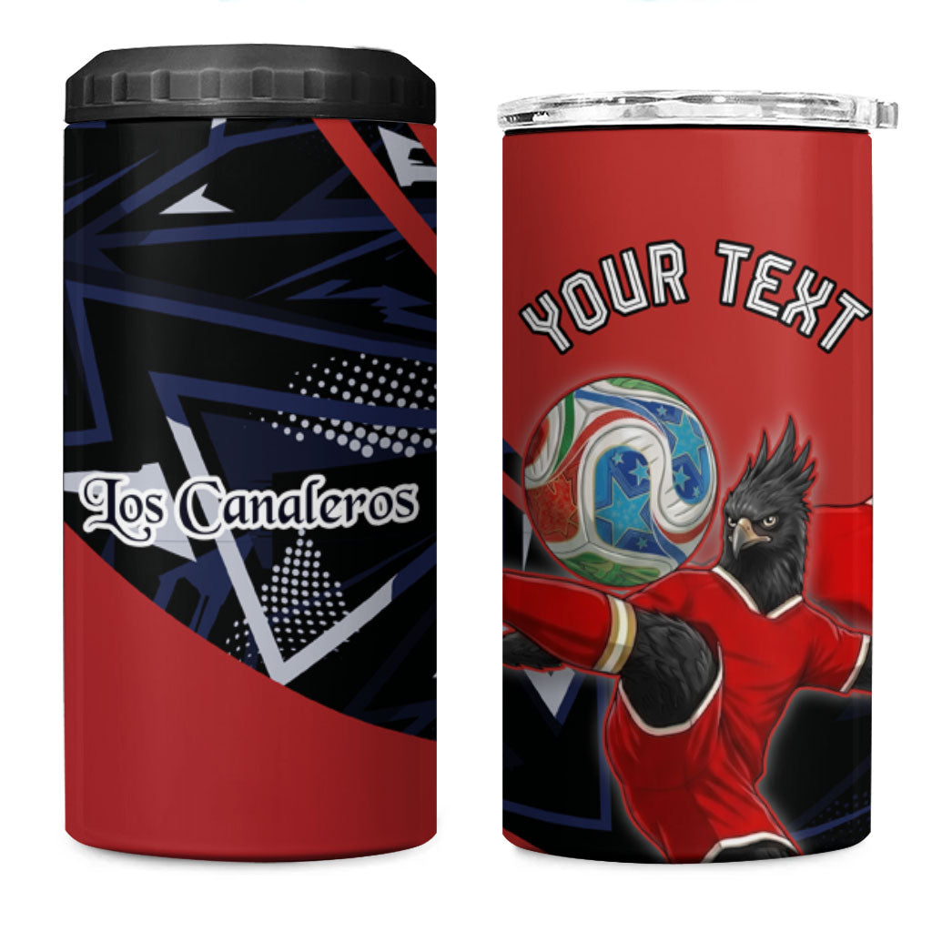 Personalized Panama Football 4 in 1 Can Cooler Tumbler Los Canaleros Harpy Eagle Mascot - National Flag Colors
