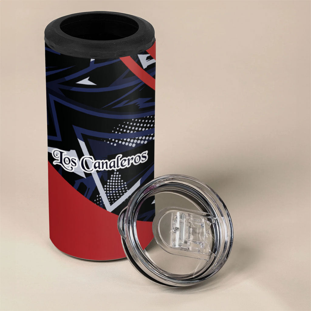 Personalized Panama Football 4 in 1 Can Cooler Tumbler Los Canaleros Harpy Eagle Mascot - National Flag Colors