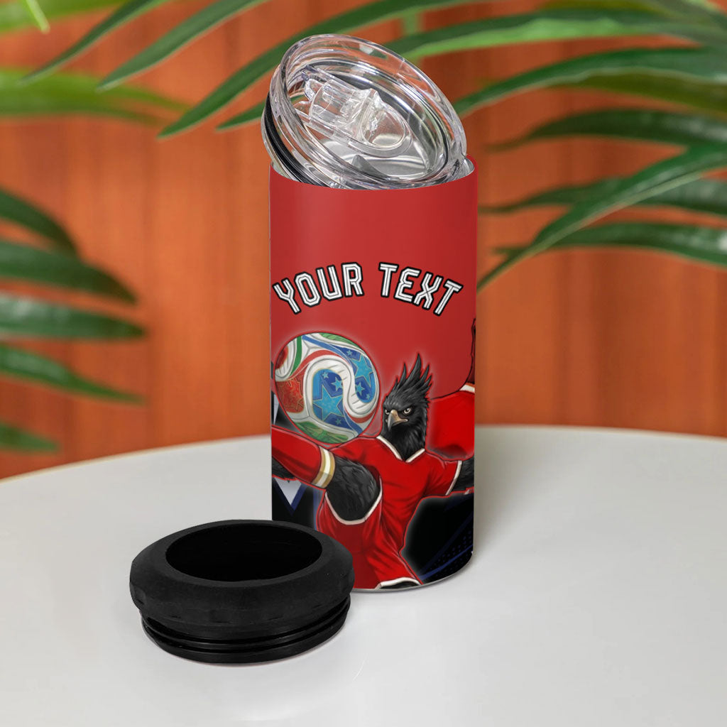 Personalized Panama Football 4 in 1 Can Cooler Tumbler Los Canaleros Harpy Eagle Mascot - National Flag Colors