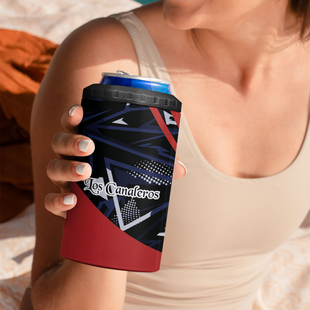 Personalized Panama Football 4 in 1 Can Cooler Tumbler Los Canaleros Harpy Eagle Mascot - National Flag Colors