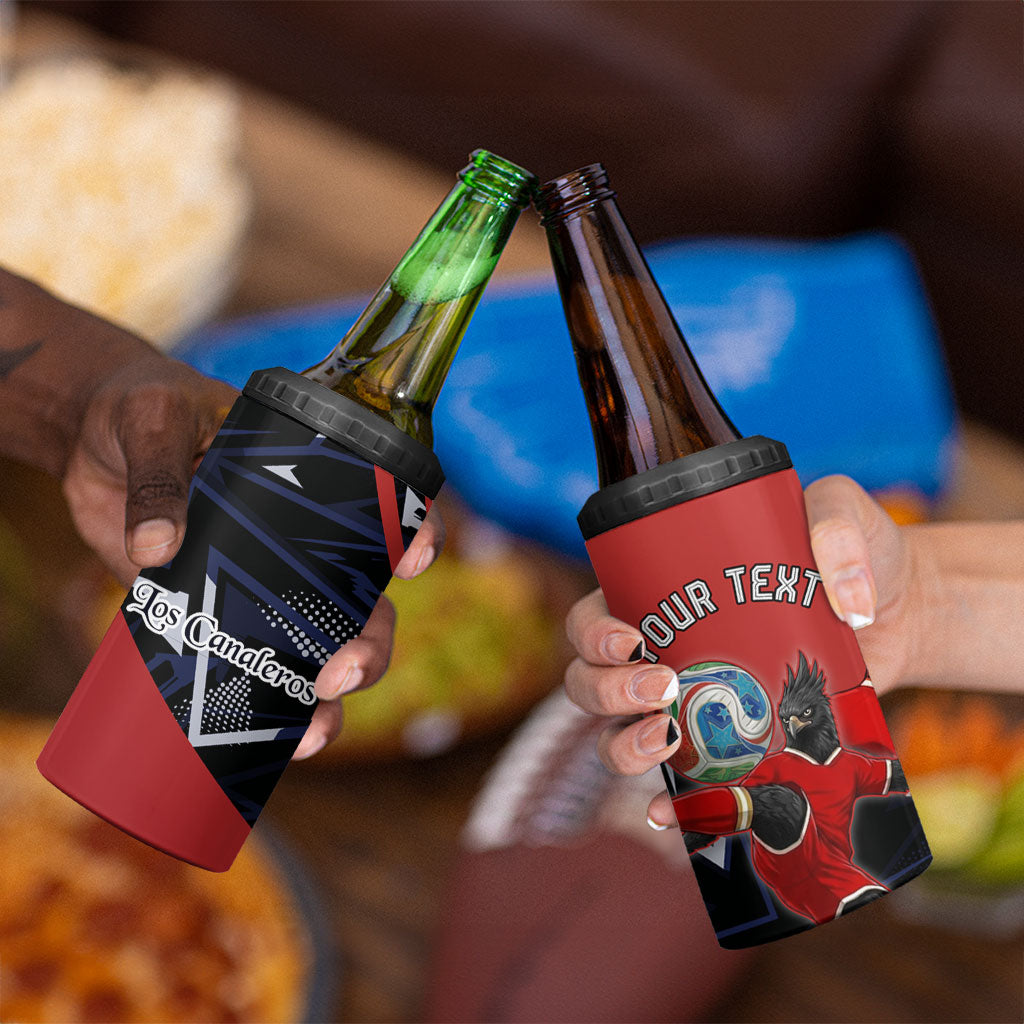Personalized Panama Football 4 in 1 Can Cooler Tumbler Los Canaleros Harpy Eagle Mascot - National Flag Colors