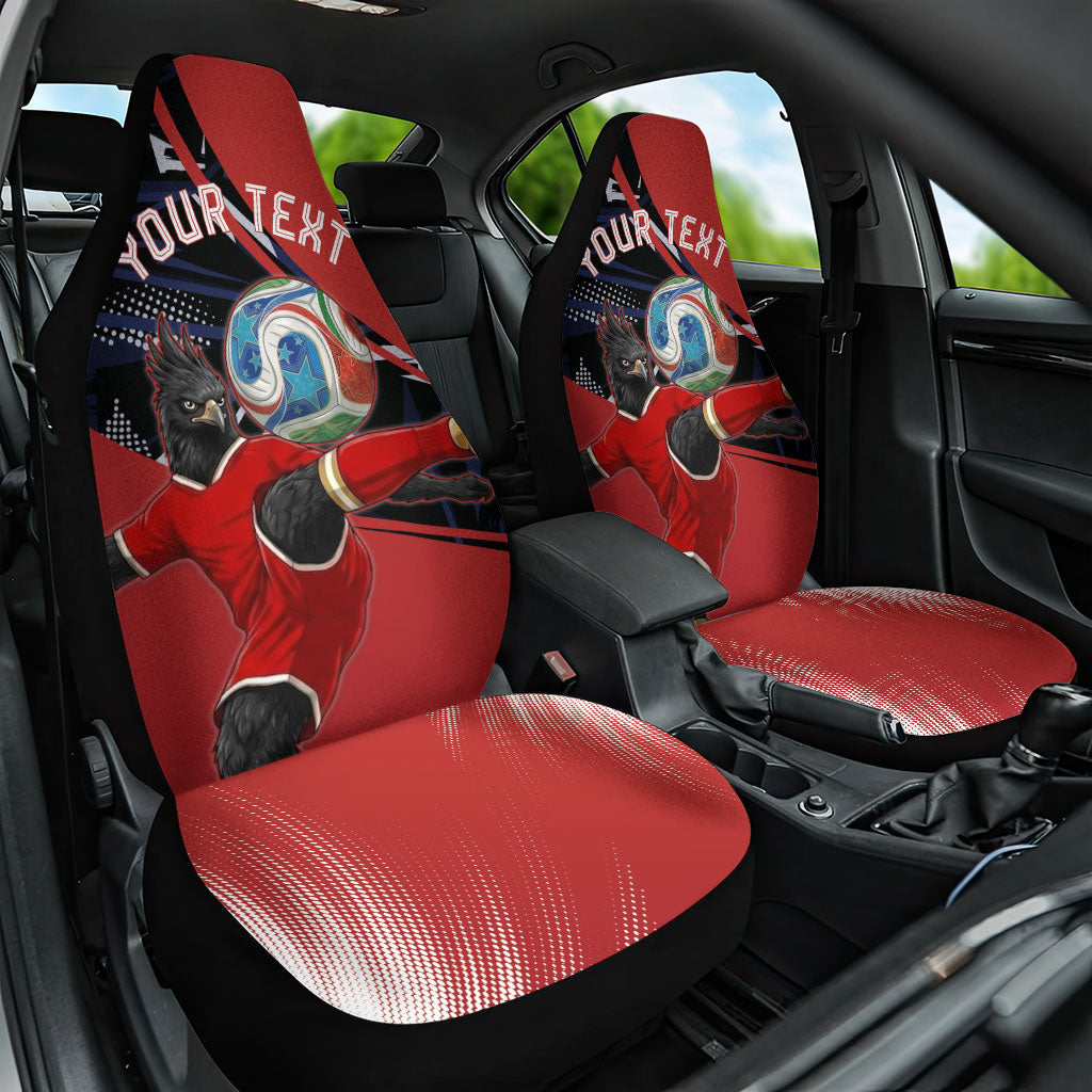 Personalized Panama Football Car Seat Cover Los Canaleros Harpy Eagle Mascot - National Flag Colors