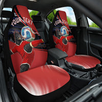 Personalized Panama Football Car Seat Cover Los Canaleros Harpy Eagle Mascot - National Flag Colors