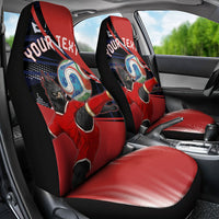 Personalized Panama Football Car Seat Cover Los Canaleros Harpy Eagle Mascot - National Flag Colors
